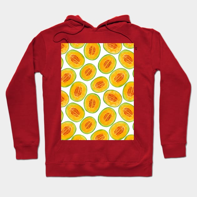 Melon slices watercolor pattern Hoodie by katerinamk